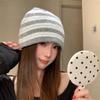 56-58cm Size Stripe Knitted Beanie Hat Polyester Soft Cold Proof Hat Warm Winter Beanie  For Women