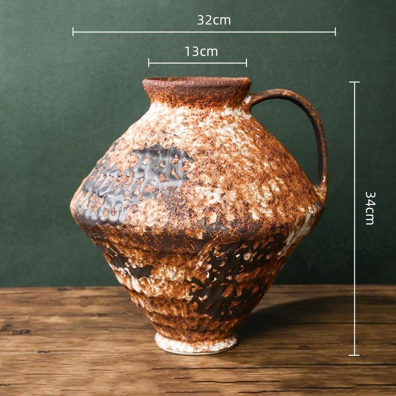 Ceramic Vase Coarse Earthenware Pot Flower Vase Flower Arrangement Accessories Ceramic Handicrafts Home Decoration Flowerpot
