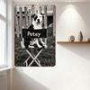 Vintage Black & White Pit Bull Dog Petey On Director's Chair Metal Tin Sign Rustic Outdoor Grassy Fence Wall Decor for Home Man