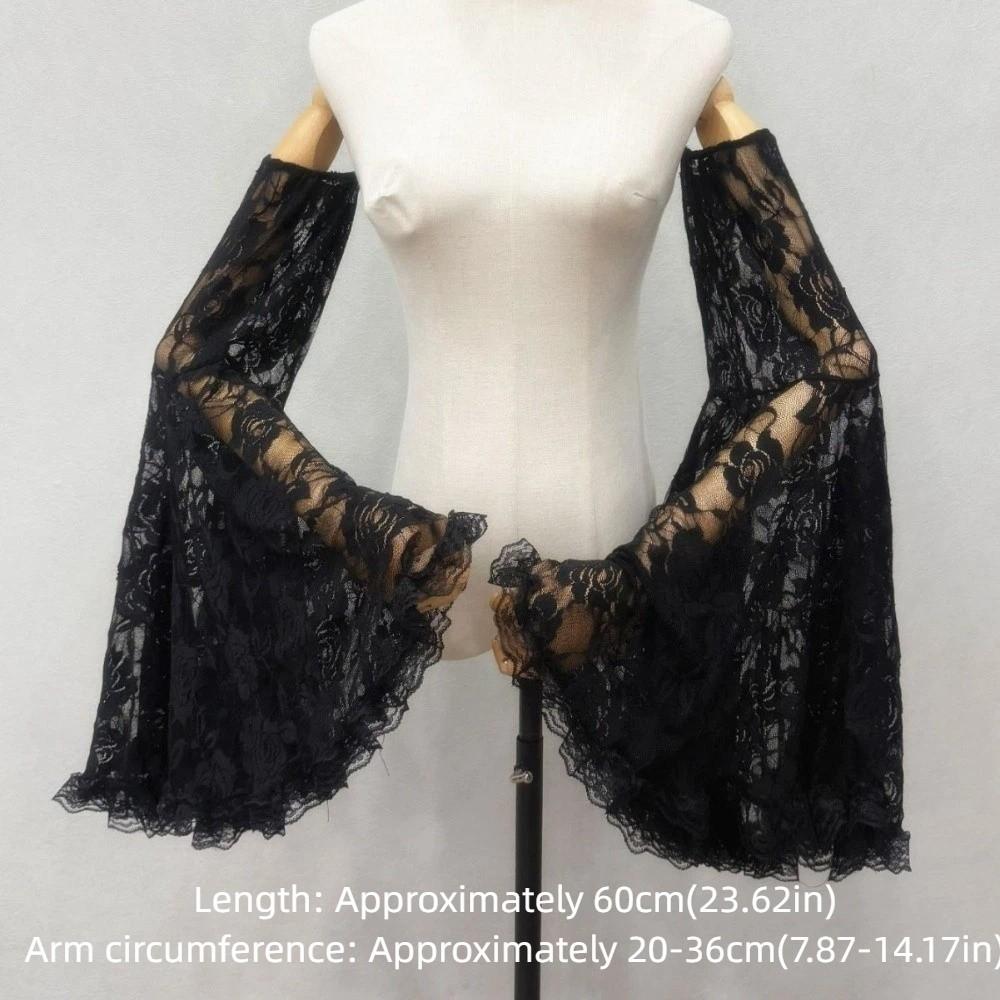 Luxurious Sunscreen Long Tulle Sleeves Thin Breathable Sheer Bridal Gloves Lace Detachable Sleeves Wedding Party