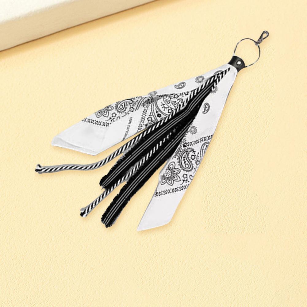 Keychain Pendant Hop Style Paisley Printed Kerchief Tassel Ornament for Unisex Pants Backpacks Metal Keychain for Biker