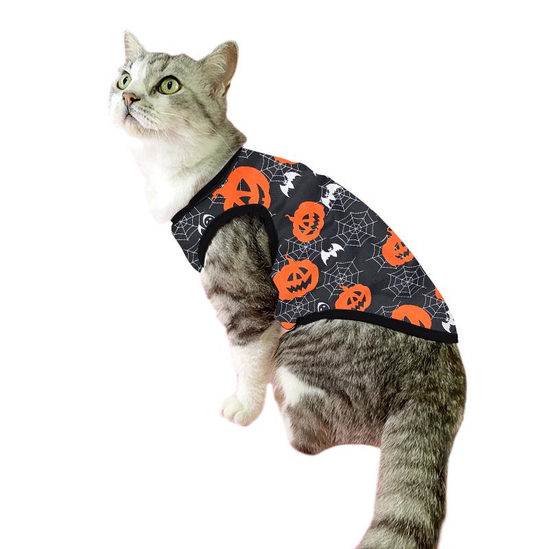 Funny Pet Cat Clothes For Small Medium Dogs Halloween Costume T-shirt Puppy Cats Sleeveless Vest Dress up Kitten Yorkie Outfits