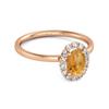 Citrine Solitaire Halo Accents Ring - 925 Sterling Silver Rose Gold Vermeil