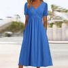 Summer New Solid Color Short Sleeved Dress