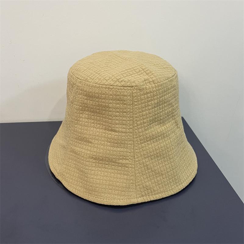 Simple crumpled bucket hat women's spring and autumn solid color versatile basin hat travel face bucket hat