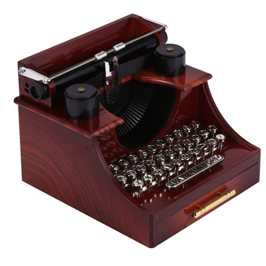 M-Modern-Home Retro Vintage Typewriter Music Box For Home Room Office Mechanical Decoration Kids Retro Music Box