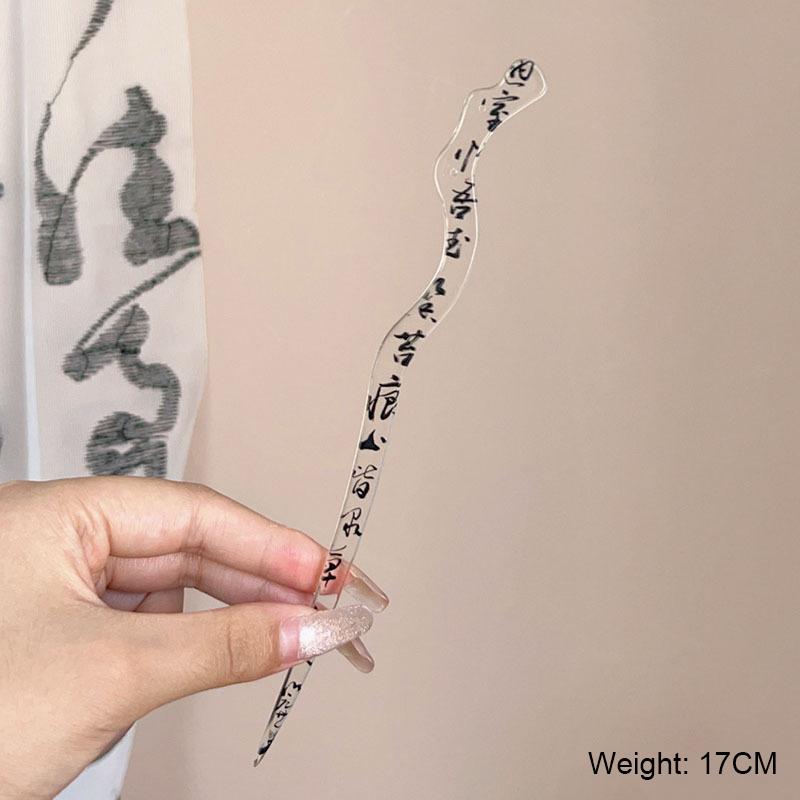 

Палочка для волос в китайском стиле из черной ацетатной смолы для женщин, простые заколки, заколка для волос, шпилька, головной убор, аксессуары для волос с рисунком тушью