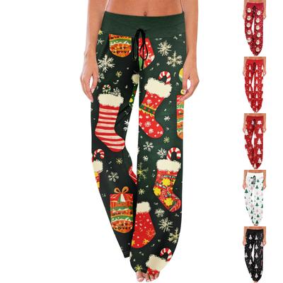 Pajama Pants Sleepwear Casual Drawstring Elastic Waist Pants Comfy Straight Yoga Loose Trousers