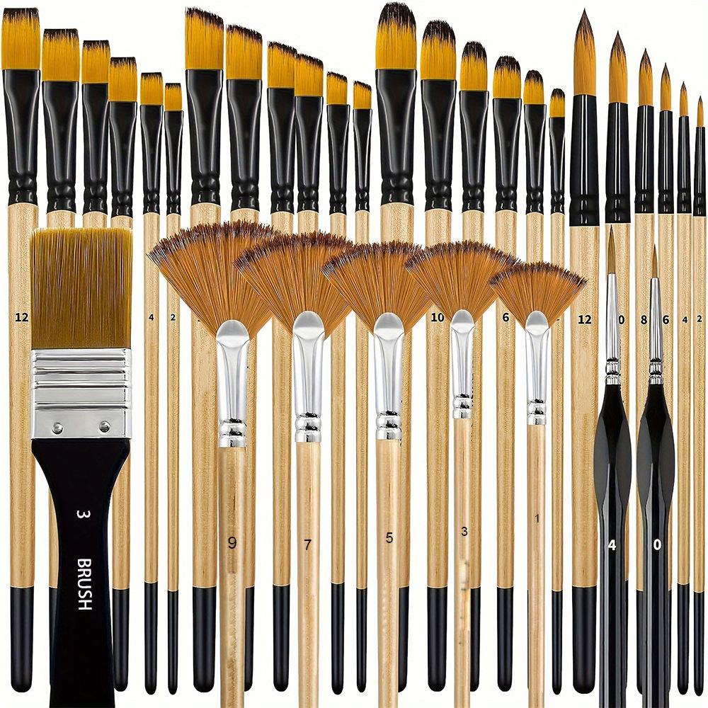 

New 32Pcs Paint Brush Set For Acrylic Painting Premium Nylon Bristles With Round FilbertFlatFanAngleFine Detail Brush For Artist