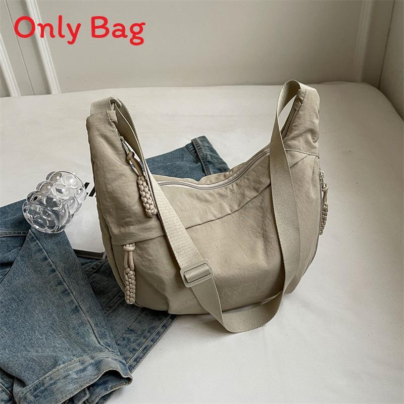 Casual Large Capacity Canvas Shoulder Bag With Zipper For Daily Use