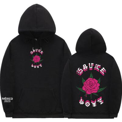 Rapper Eladio Carrion Hoodie Sauce Boyz Rose Flowe Print Unisex's Women's Casual Oversized Sweatshirts Harajuku Streetwear Unisex