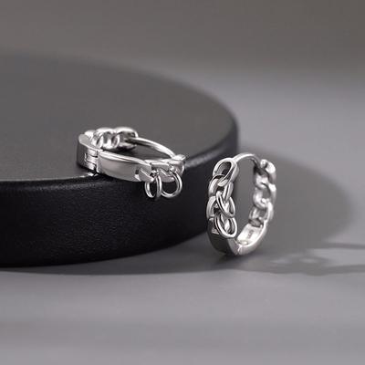 Fashion Jewelry Silver Chain Ear Studs Men Hoop Earrings Korean Style Earrings Female Earrings