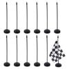 12sets Plastic Flag Display Basement Flat Round Black 6.4x2.55cm