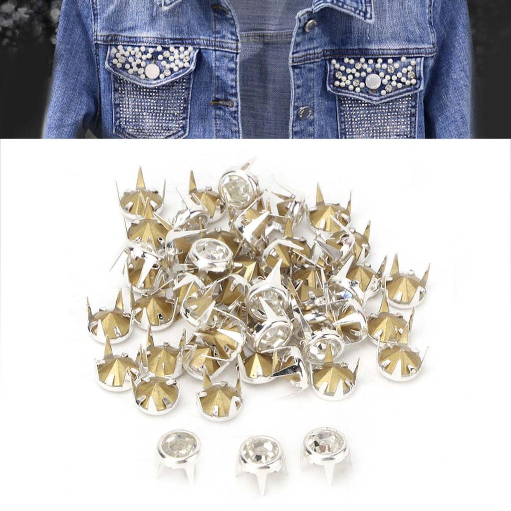 50PCS 7mm DIY Silver Round Claw A Grade Crystal Rhinestones for Crafts and Decoration