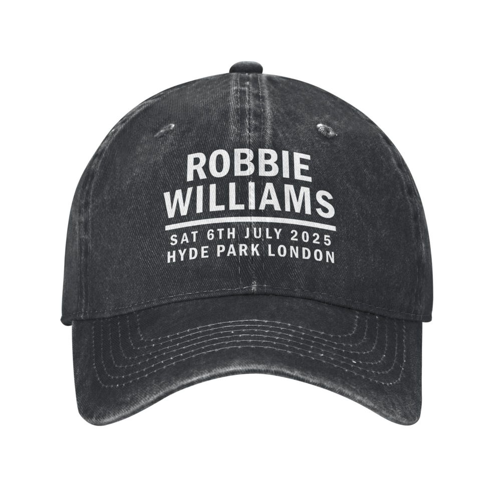 Vintage Robbie Williams Live 2025 Concert Baseball Cap for Unisex Women Distressed Washed Snapback Hat RW Singer Outdoor Gift Hats