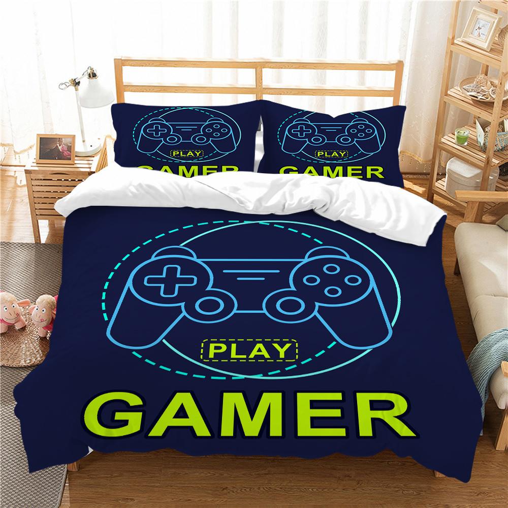 3D Game Player Quilt Pillowcase 3/2-piece Family Bedroom Bedding Set Single Bed Double Bed Full Size Household Bedding