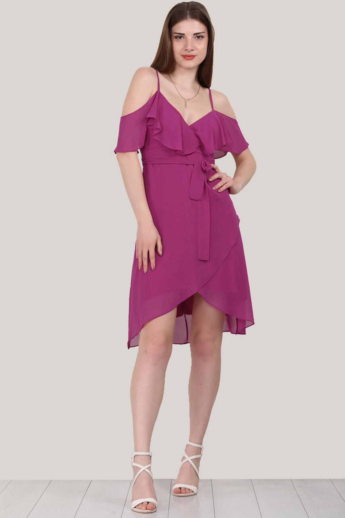 

Женское короткое шифоновое платье 36 фуксия