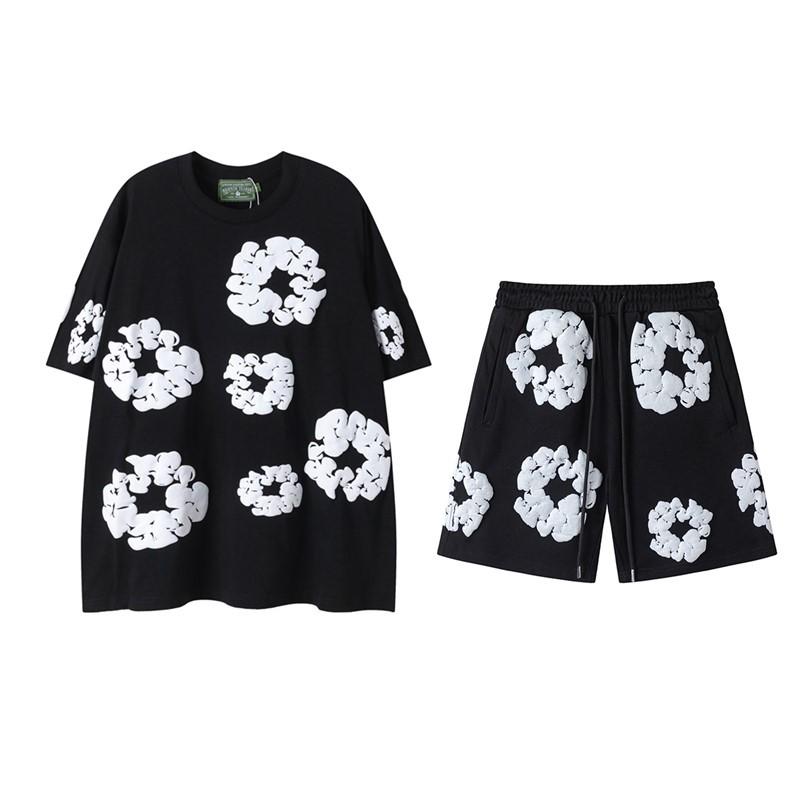 Set Casual pentru Cuplu Denim Tears Kapok Foam Print Stil American - Hanorac și Pantaloni de Trening