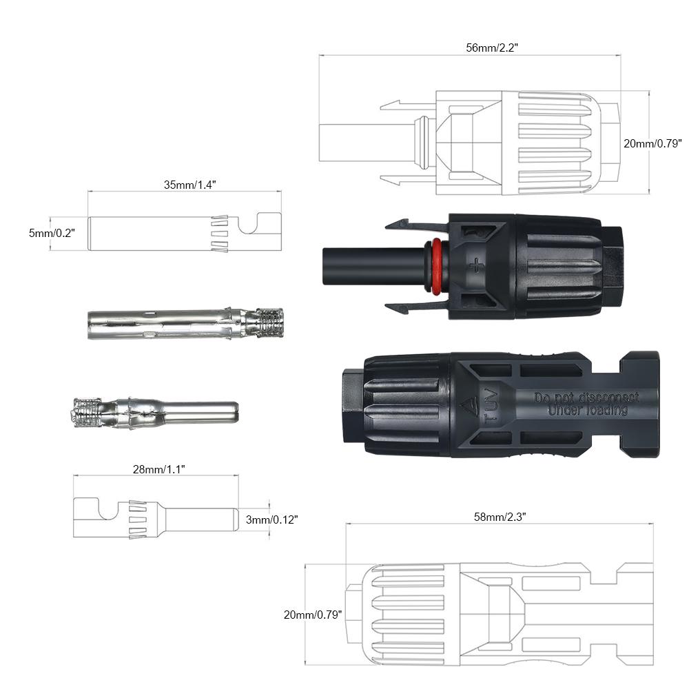 10 Pairs Solar Connectors with Spanner Solar Panel Cable Connectors Male & Female Solar Panel