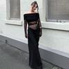 2025 Spring/Summer Women's One-Shoulder Mesh Patchwork Bodycon Dress
