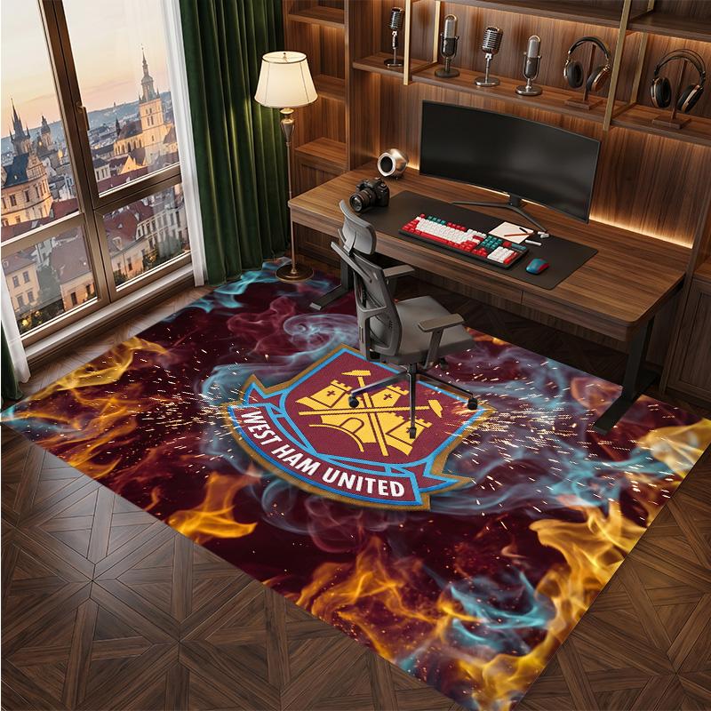 West Ham United Voetbal Print Kristal Fluweel Tapijt, Comfortabel Waterabsorberend Antislip Binnen Vloerkleed
