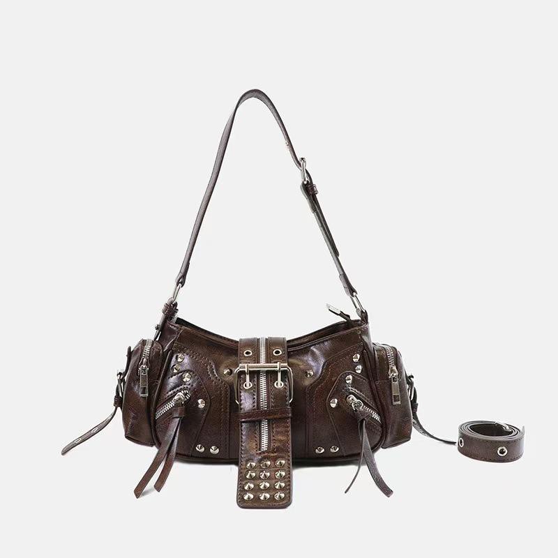 2026 Amerikanische Retro Y2K Mode Handtasche: Pendel-Einschulter-Umhänge-Motorradtasche