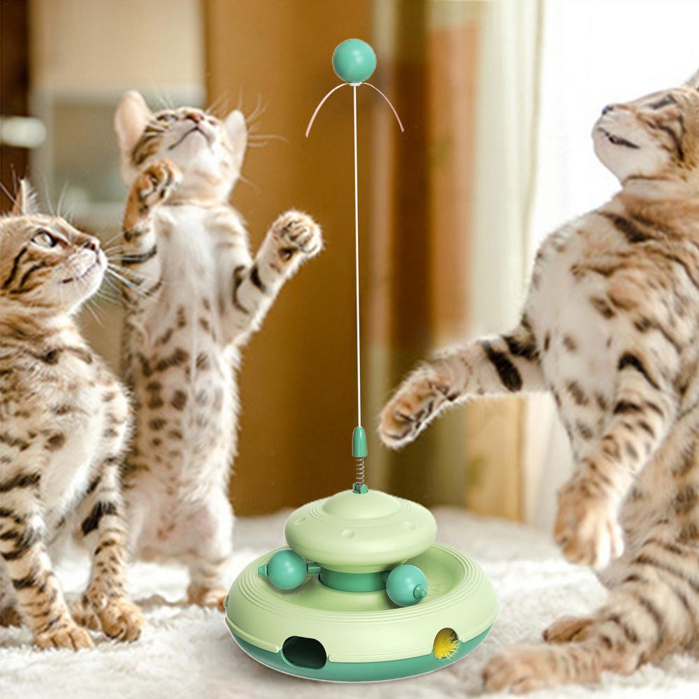 

Кошачья палочка-дразнилка с мячом, нескользящий трекбол, дразнящие игрушки, многоцелевая игрушка для кошек, забавная игрушка для домашних животных для развлечения, упражнений зелёный