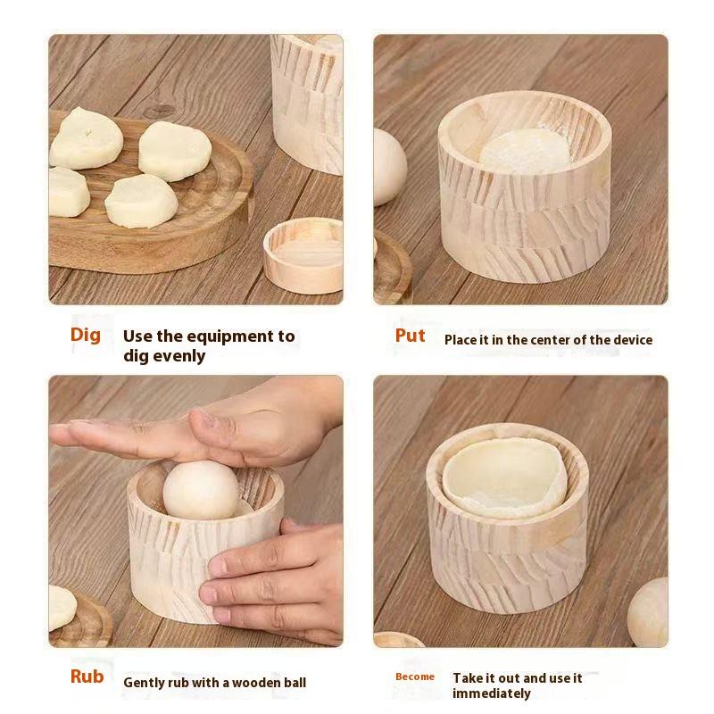 Wood Dumpling Maker Press Tool Wood Mold And Ball Manual Dough Skin Presser Hand Pie Rolling Tool Quick Dumpling Wrapper Maker