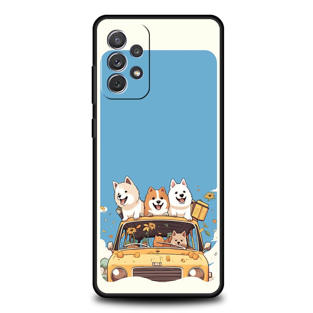 Süßer Cartoon Hund Katze Fahrzeug Hülle für Samsung A57 A37 A51 A71 A21S A17 A15 A25 A41 A23 A33 A53 A73 A07 A05S A13 A35 A55 5G Cover