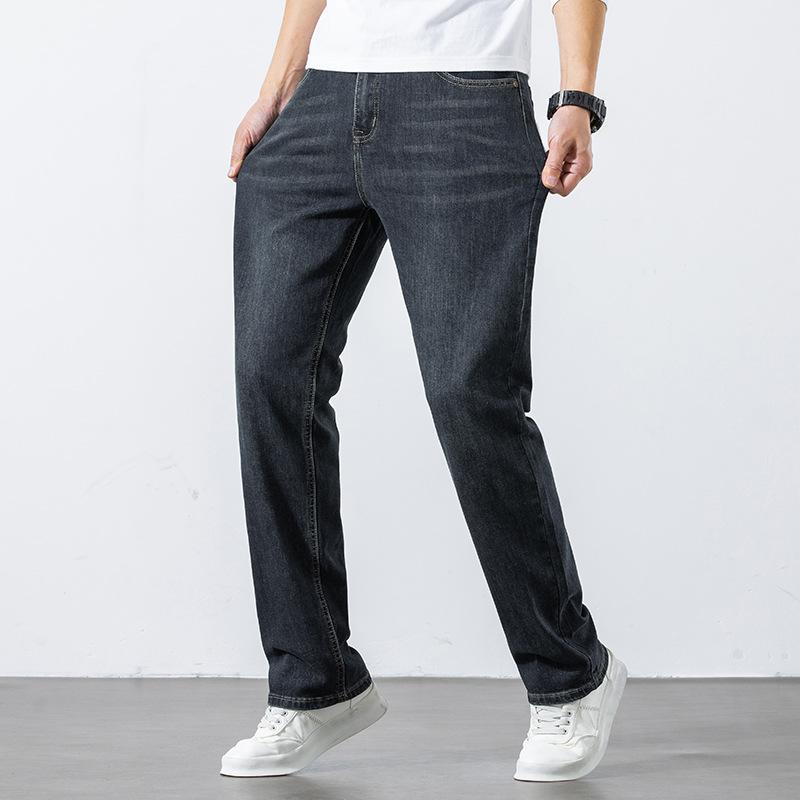Straight-leg Jeans, Autumn And Winter Retro Men's Jeans, Loose Straight-leg, Wide-leg Stretch, Trendy Brand, Versatile And Casual