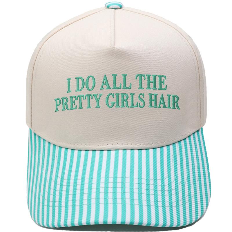 PRETTY GIRLS HAIR Fun Embroidery Color Matching Truck Driver Hat Men's and Women's Casual Sun Hat