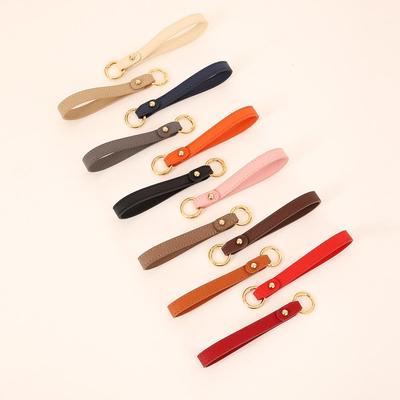 Versatile Solid Color Leather Keychain Strap - Detachable Fashion Accessory