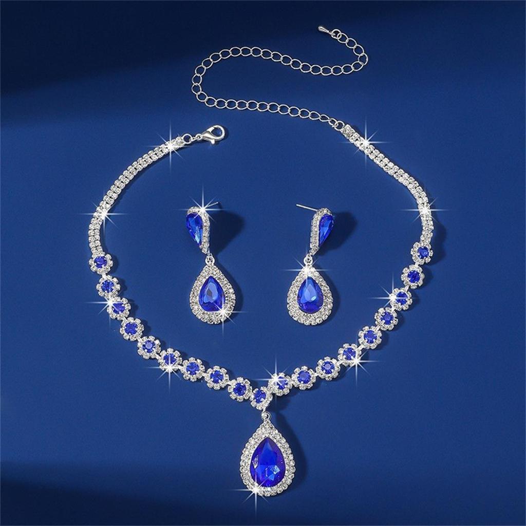 Exclusive Women's Rhinestone Jewelry Set: Necklace, Ring, Earrings