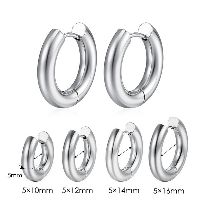 Orecchino a Cerchio in Acciaio Inossidabile per Uomo Donna Semplice Hip Hop Rock Colore Oro Piercing Punk Chic Gioielli Coreani Orecchini Chunky