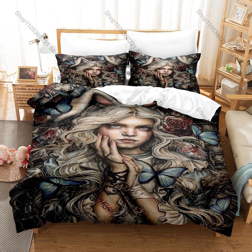 Witch Priestess Spirit Magic 3PCS Bedding Set Fantasy Print Duvet Cover Bed Sheet Pillowcase Soft Microfiber Gothic Style