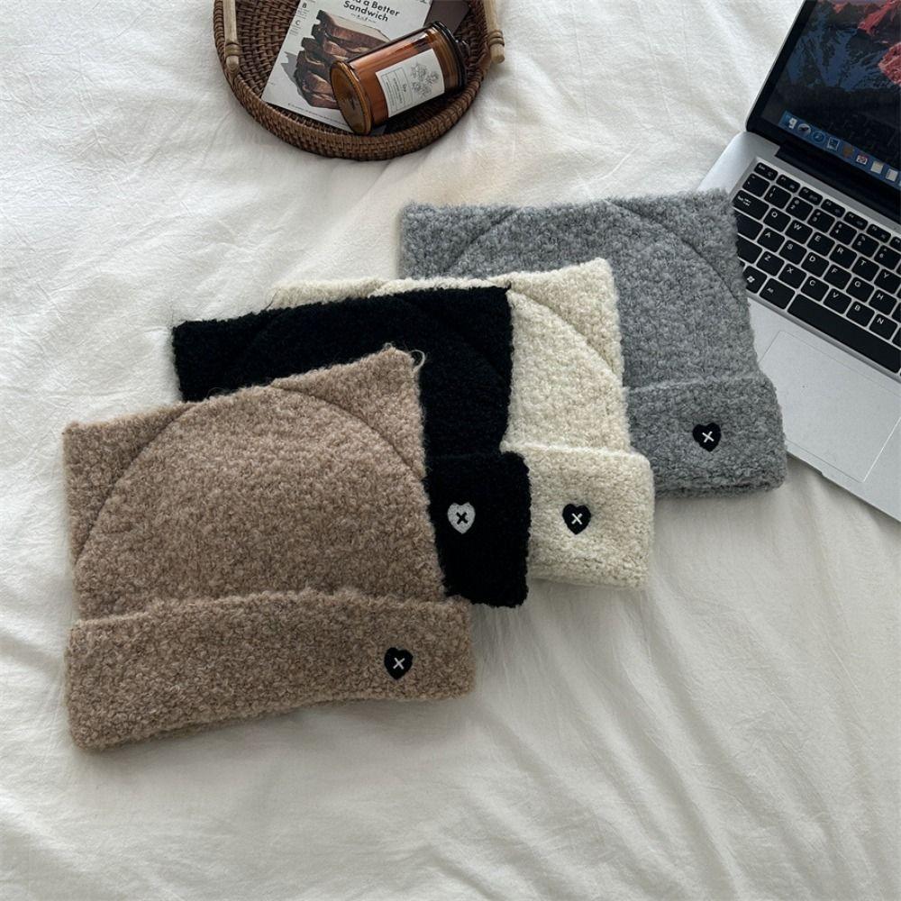 Embroidery Knitted Cap Bear Ears Winter Knitted Hat Personality Cat Ears Hat  Warm