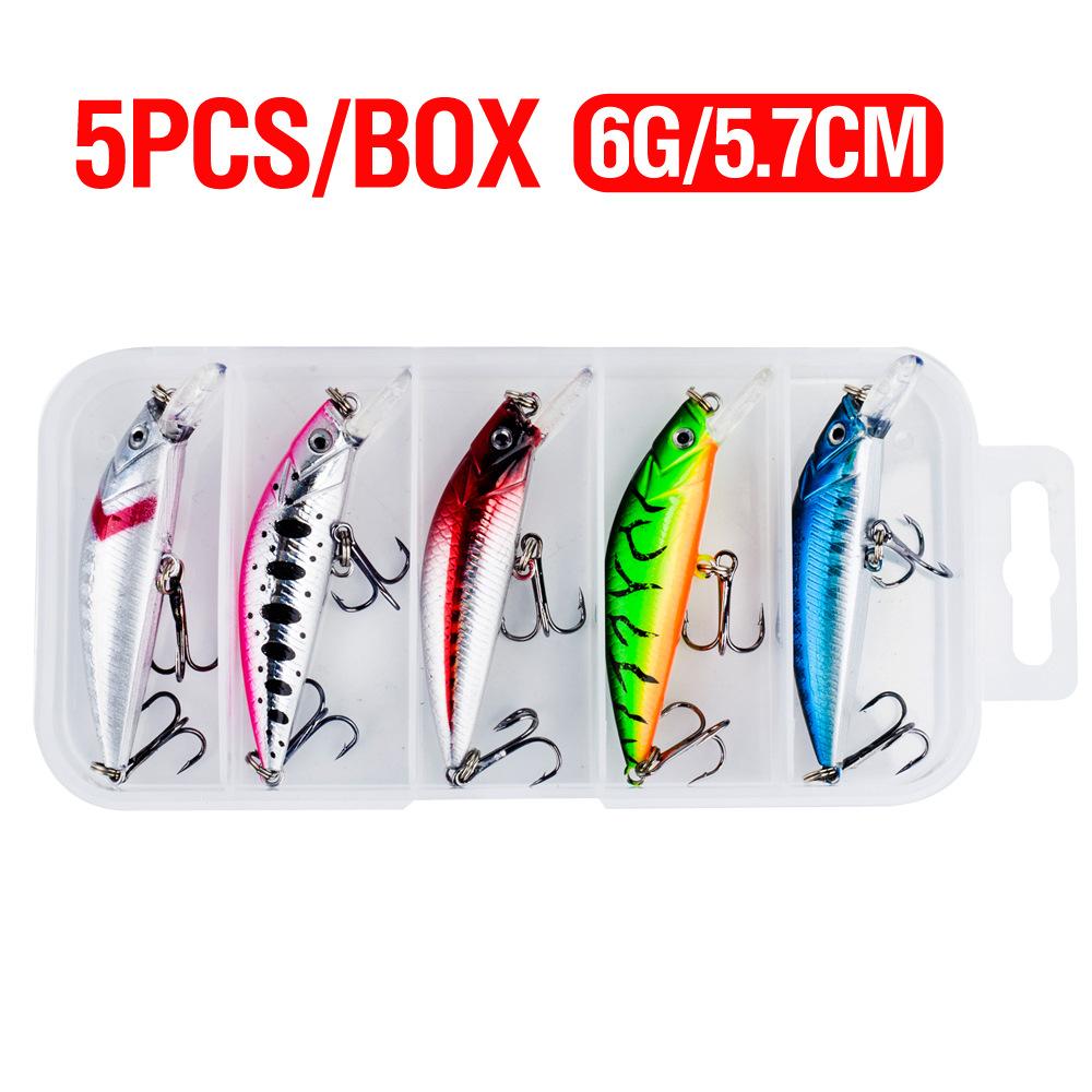 

5PCS 5.7CM 6GJapanese-style sinking minnow vibrating five-eye fishing lure, artificial bait for all swimming layers, minnow hard 5.7CM 6G