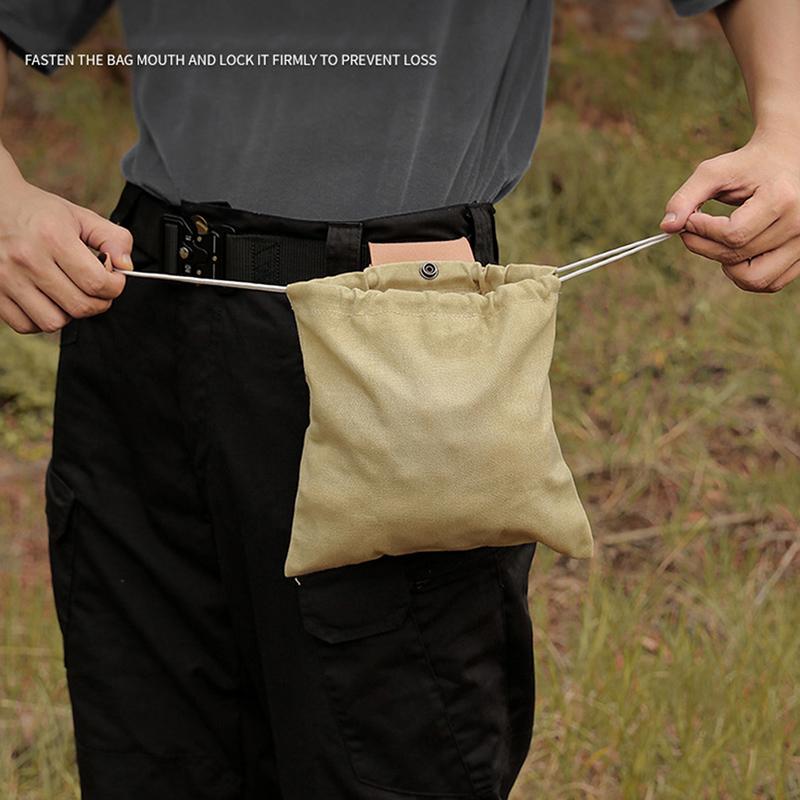 Portable Outdoor Foraging Bag,Fruit Picking Pouch,Collapsible,Berry Puch Storage,Leather Bushcraft Canvas Bag,Hiking and Camping