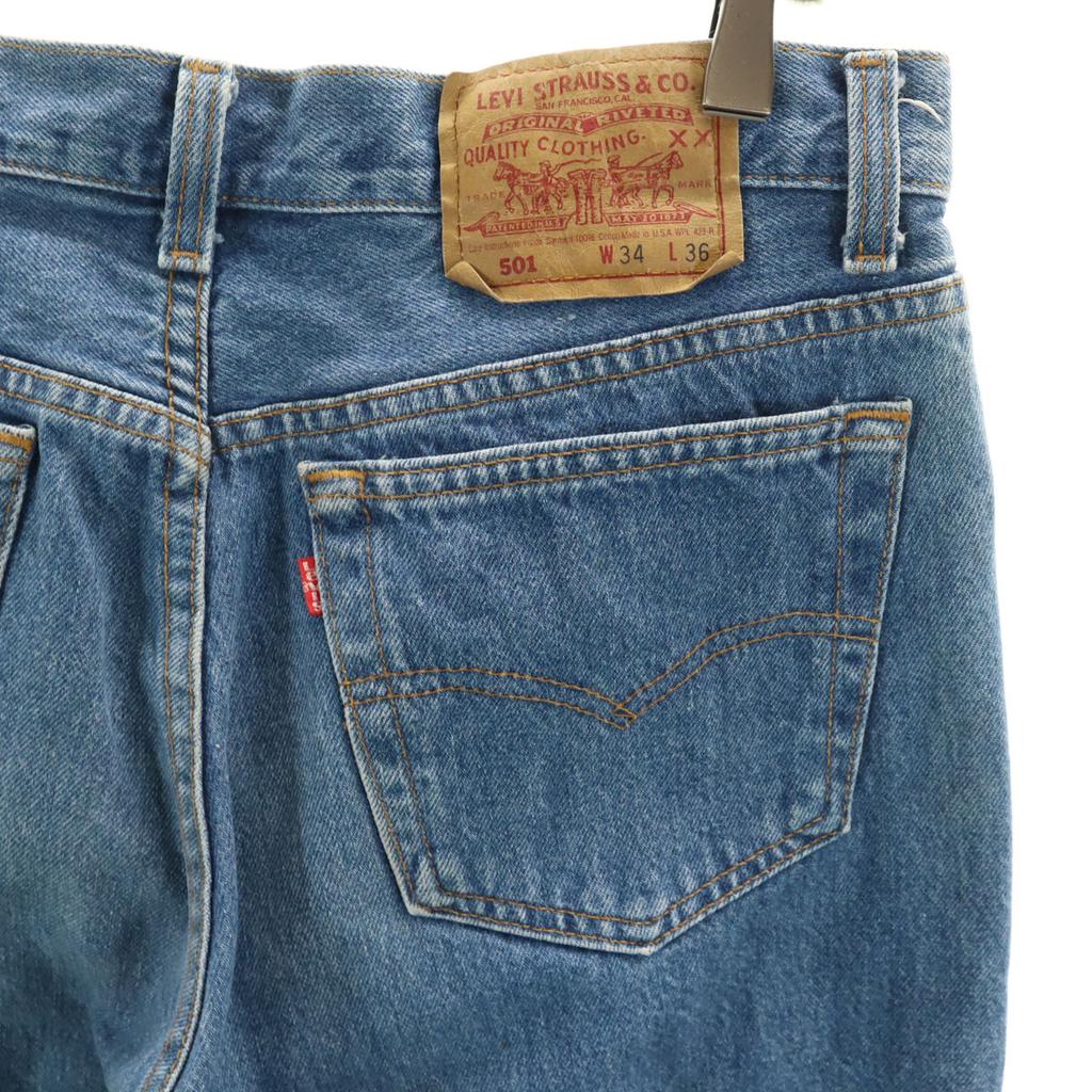 Levi's 90s 501 USA made old Straight denim pants W34 Wash blue jeans Men's Used