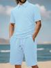 Men's Jacquard Polo Set Summer Thin Plaid Short Sleeve Casual Sports Outfit