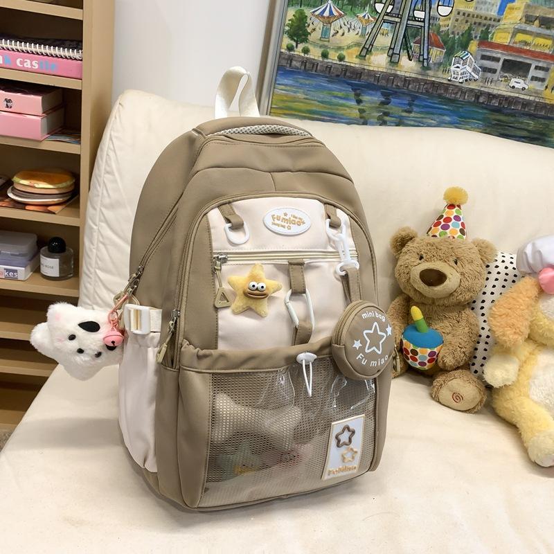 Schultasche College-Stil Schultasche Mädchen Mittelschule Koreanische Version Niedlicher Reiserucksack Einfach Große Kapazität High-School-Schülerrucksack