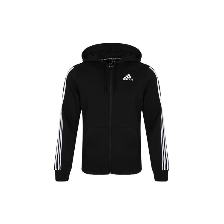 adidas Printing Sports Fleece Lined hooded Knit Jacket Black Men s DQ1455 S