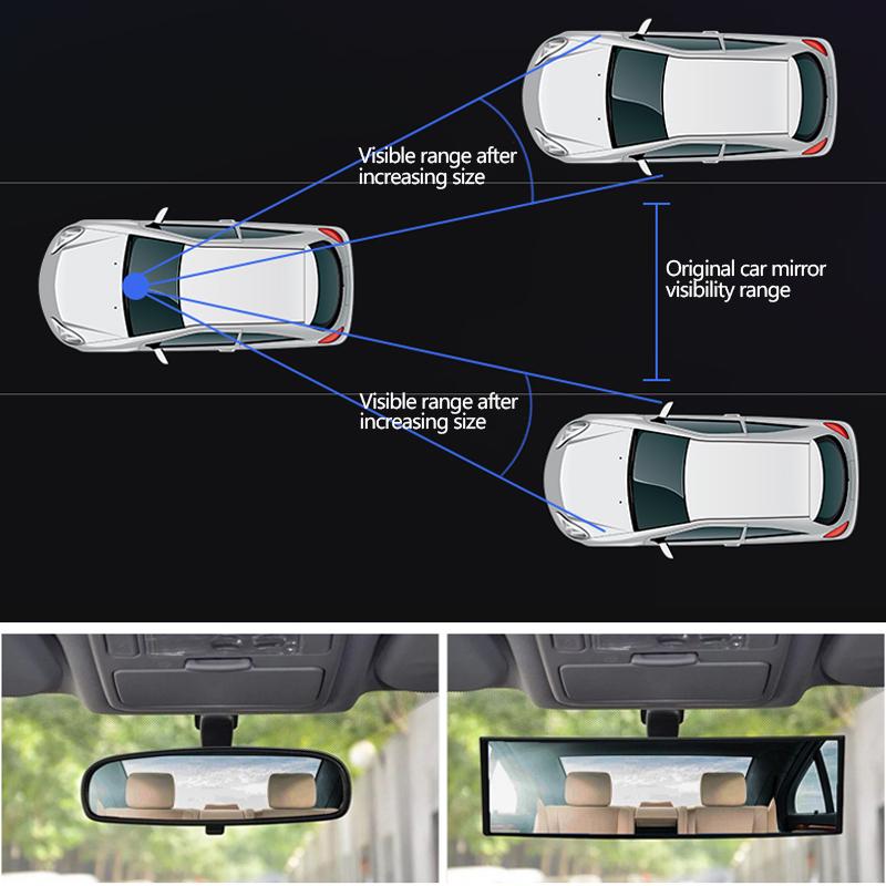 Car Mirror Interior Rearview Mirrors Universal Auto Rear View Mirror Anti-glare Wide-angle Surface Blue Mirror Auto