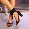 Fashion Women's Shoes 2025 New Cover Heel Women's Sandals Fashion Peep Toe Dress Sandals Women Summer Plus Size Solid Heeled Sandals