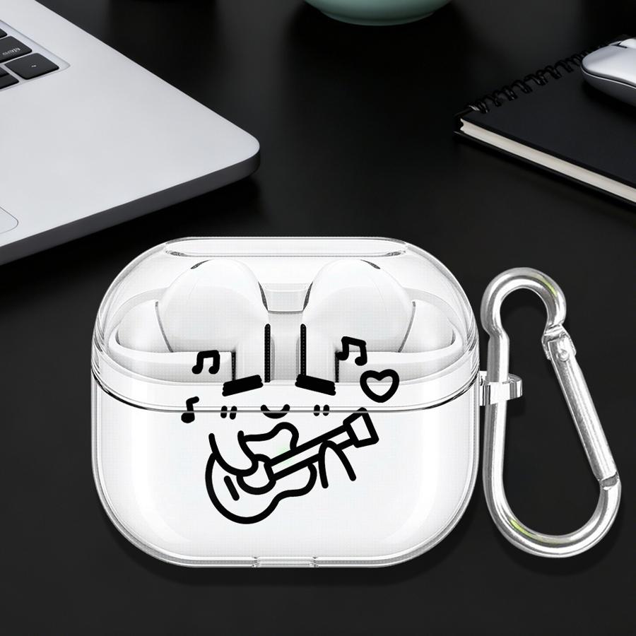 Case For Samsung Galaxy Buds 4 Pro 4Pro 2 2Pro Live 3Pro 3 FE Clear Earphone Cases Cover With Hook Cute And Loving Person