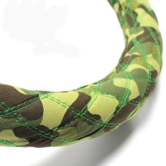 Azur Steering Wheel Cover for Large Big Thumb Camouflage 2HL (H2.1-H12.1), Green, (Outer Diameter Approx. 47-48cm), XS60G24A-2HL-007