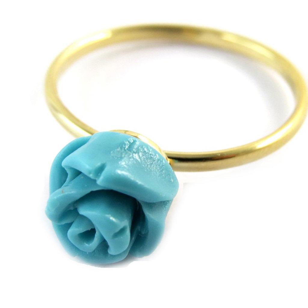 Gold Plated 'Rosa Romantica' Turquoise Gold Plated Ring