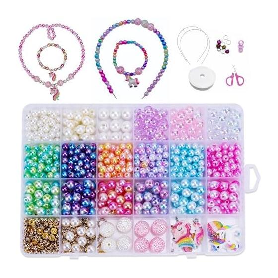 Bead set for girls, approximately 680 pieces, bead accessories, handicraft kit, toys, handicraft kit for children, accessory kit for girls, DIY hair