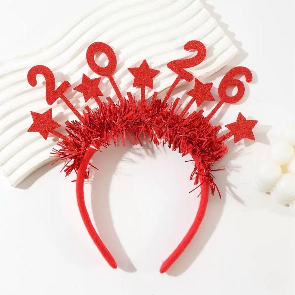 Sequin 2026 Happy New Year Headband Sweet Cute Christmas Headpiece Colorful Photo Prop New Year Decorative Headdress Cosplay