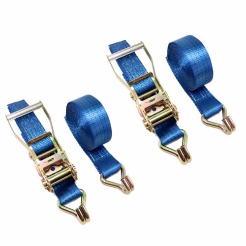 HELIX Lashing Belts, Set of 2, Ratchet Type, 50mm Wide, 1m Fixed Side, 5m Winding Side, 3000kg Breaking Load, J-Type Hook, 3T, Secures Load, Japanese